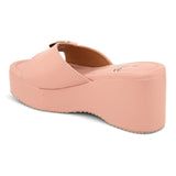 Baby Pink Slip-On Wedge Heels For Women