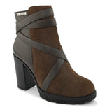 Brown Strap Ankle Length Boots For Women