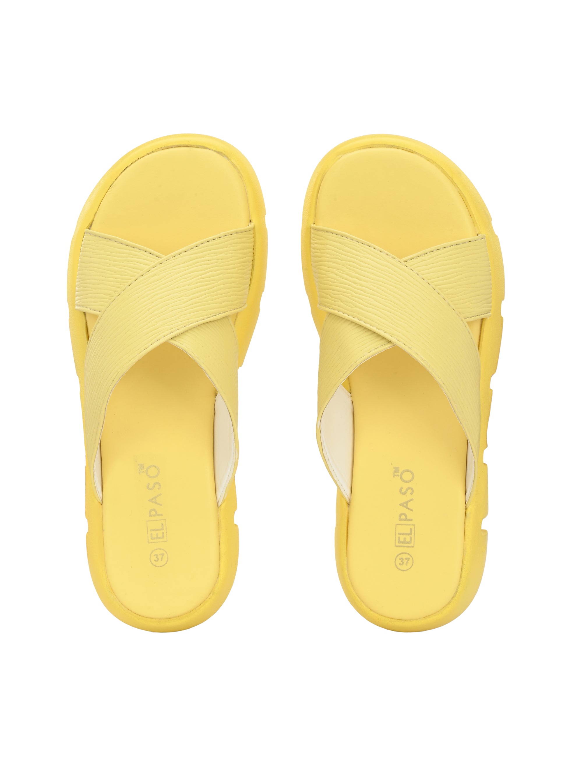 Yellow Women's casual flat heel criss cross sandal