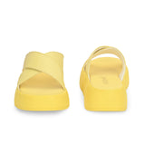 Yellow Women's casual flat heel criss cross sandal