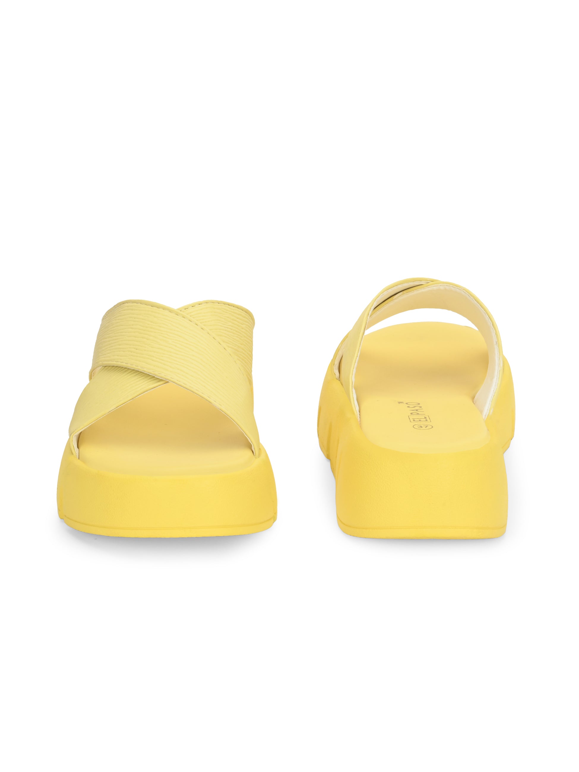 Yellow Women's casual flat heel criss cross sandal