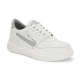 White Lace-Up Platform Heel Sneakers