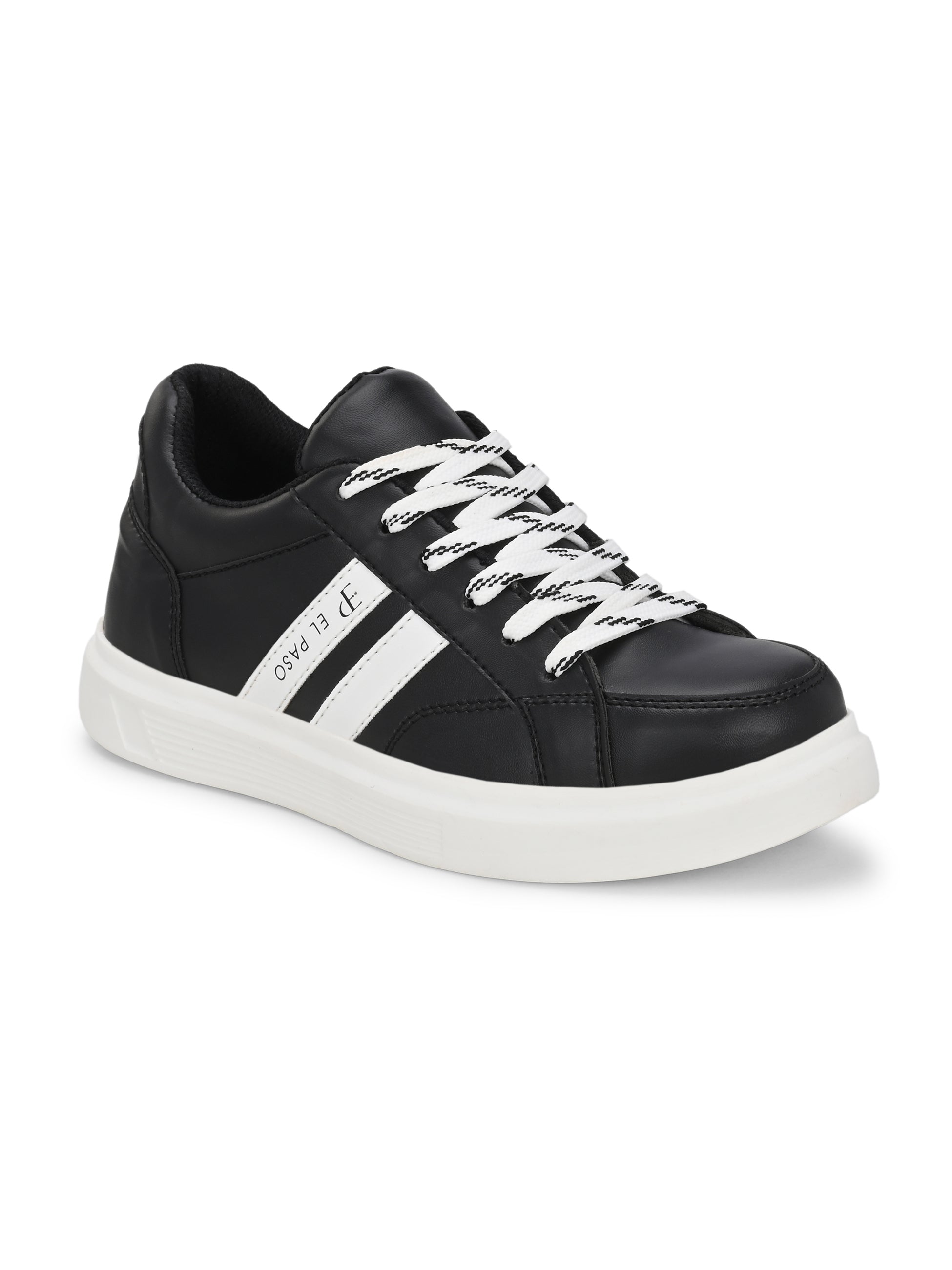 Black Casual Lace-Up Platform Heel Sneakers