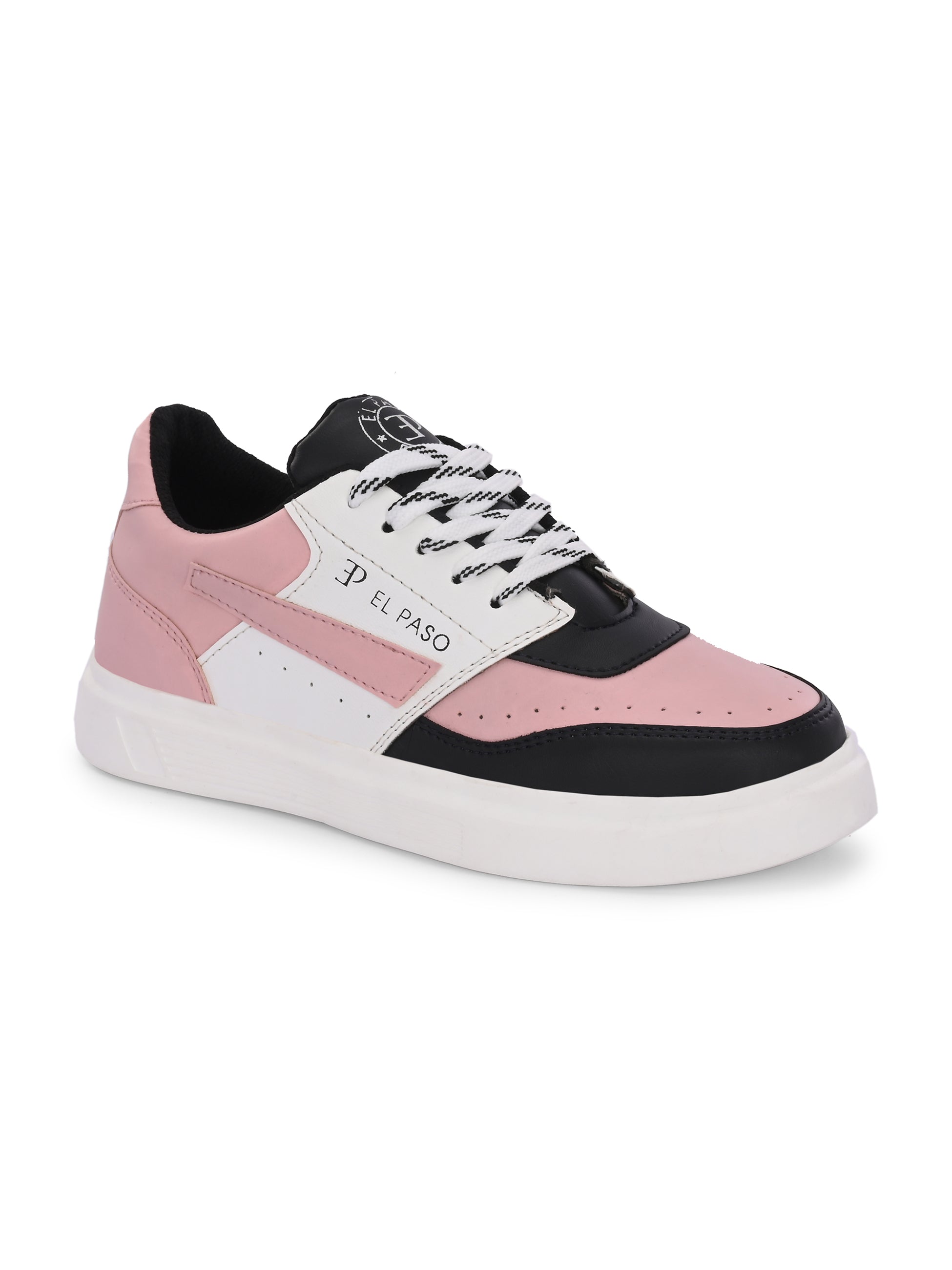 Black & Pink Lace-Up Platform Heel Sneakers