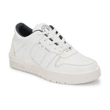 White Lace-Up Platform Heel Sneakers