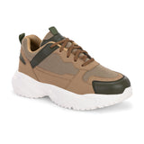 Men Beige Faux Leather Casual lace-up Sneakers