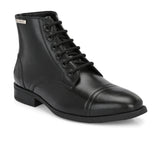 Black Lace-Up Block Heel Boots