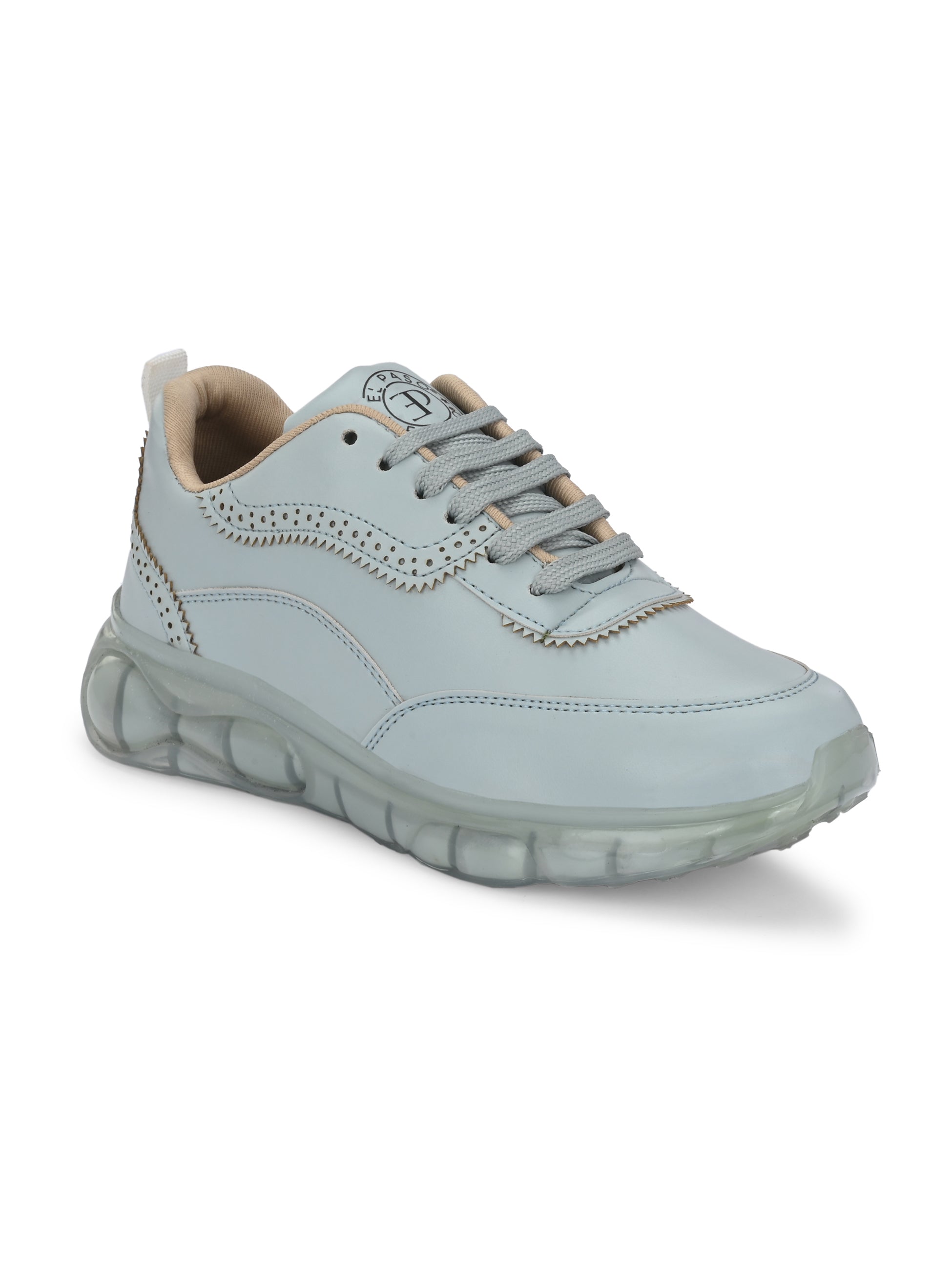 Casual Light Blue Lace Up Sneaker for Women with Non-Slip Sole