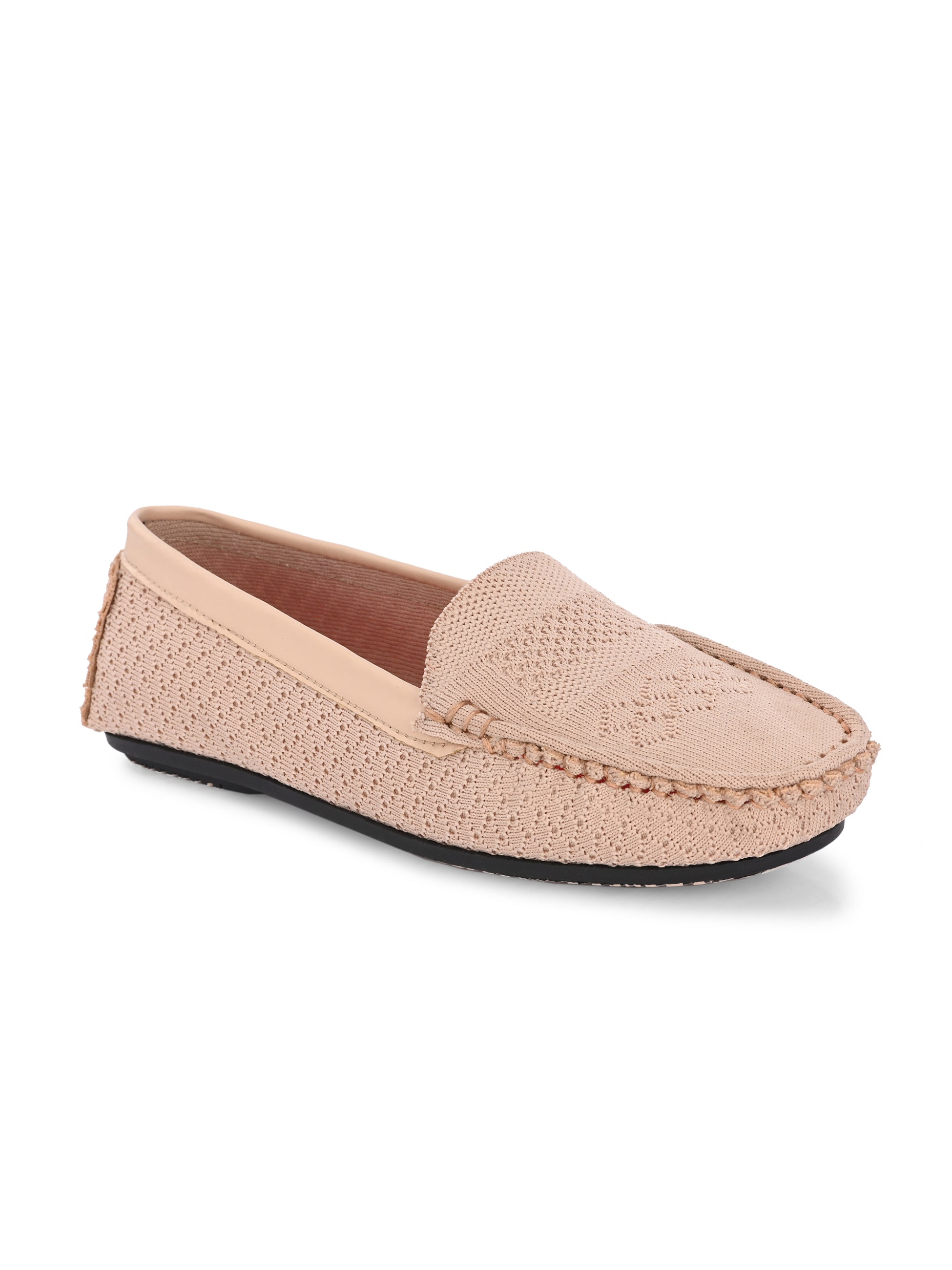 Stylish pink woven loafer with textured design