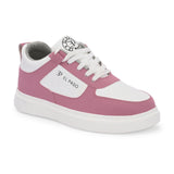 Pink Lace-Up Platform Heel Sneakers
