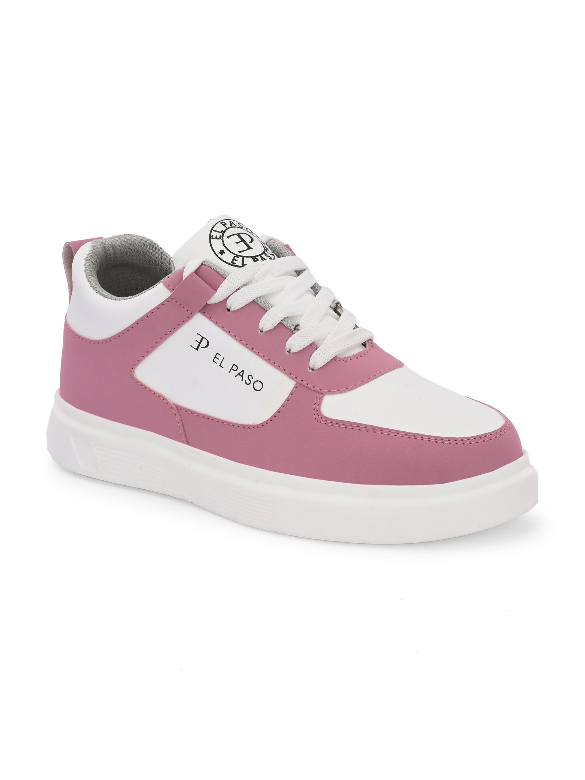 Pink Lace-Up Platform Heel Sneakers
