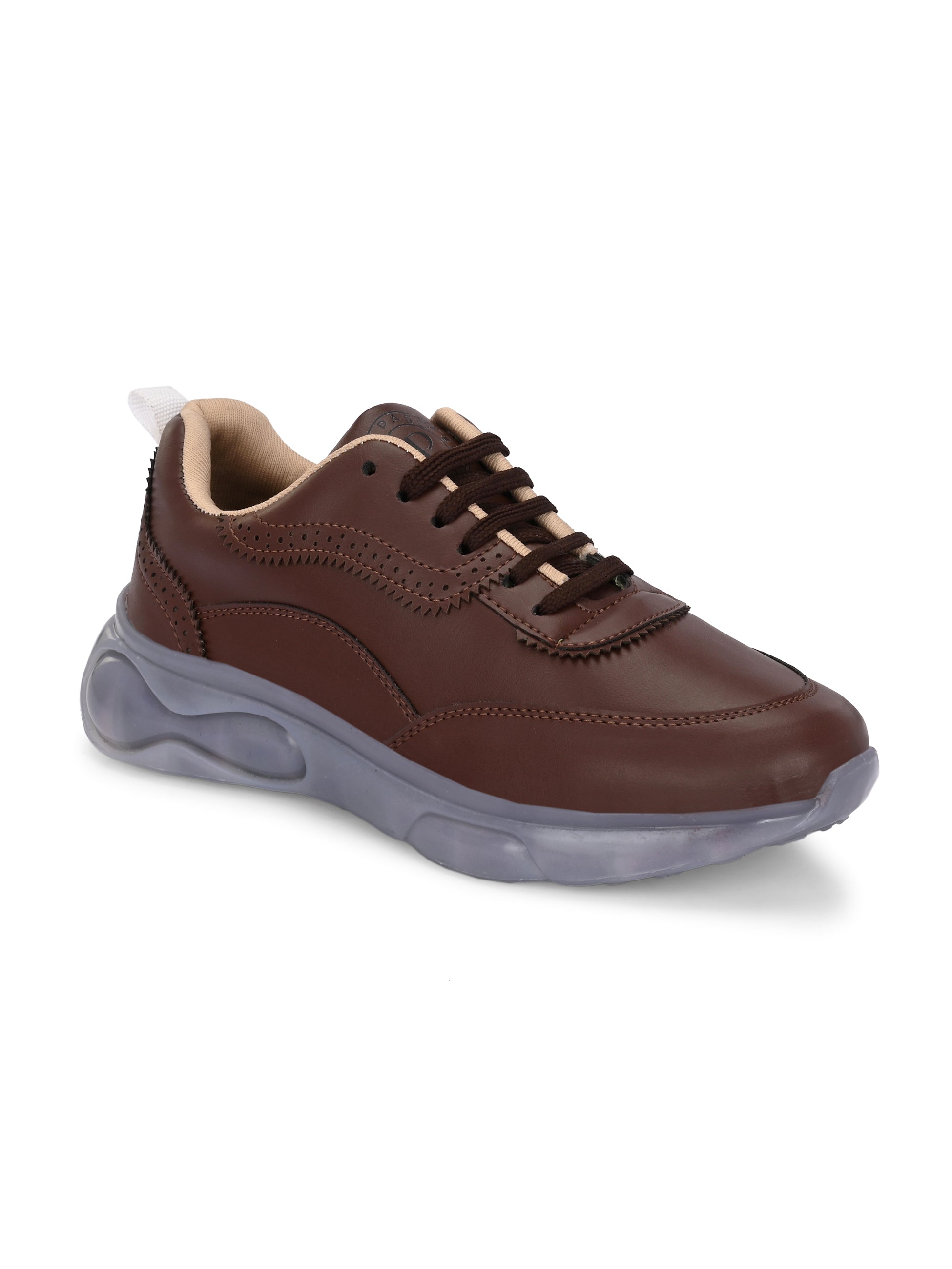 Casual Brown Lace Up Sneaker for Women with Non-Slip Sole