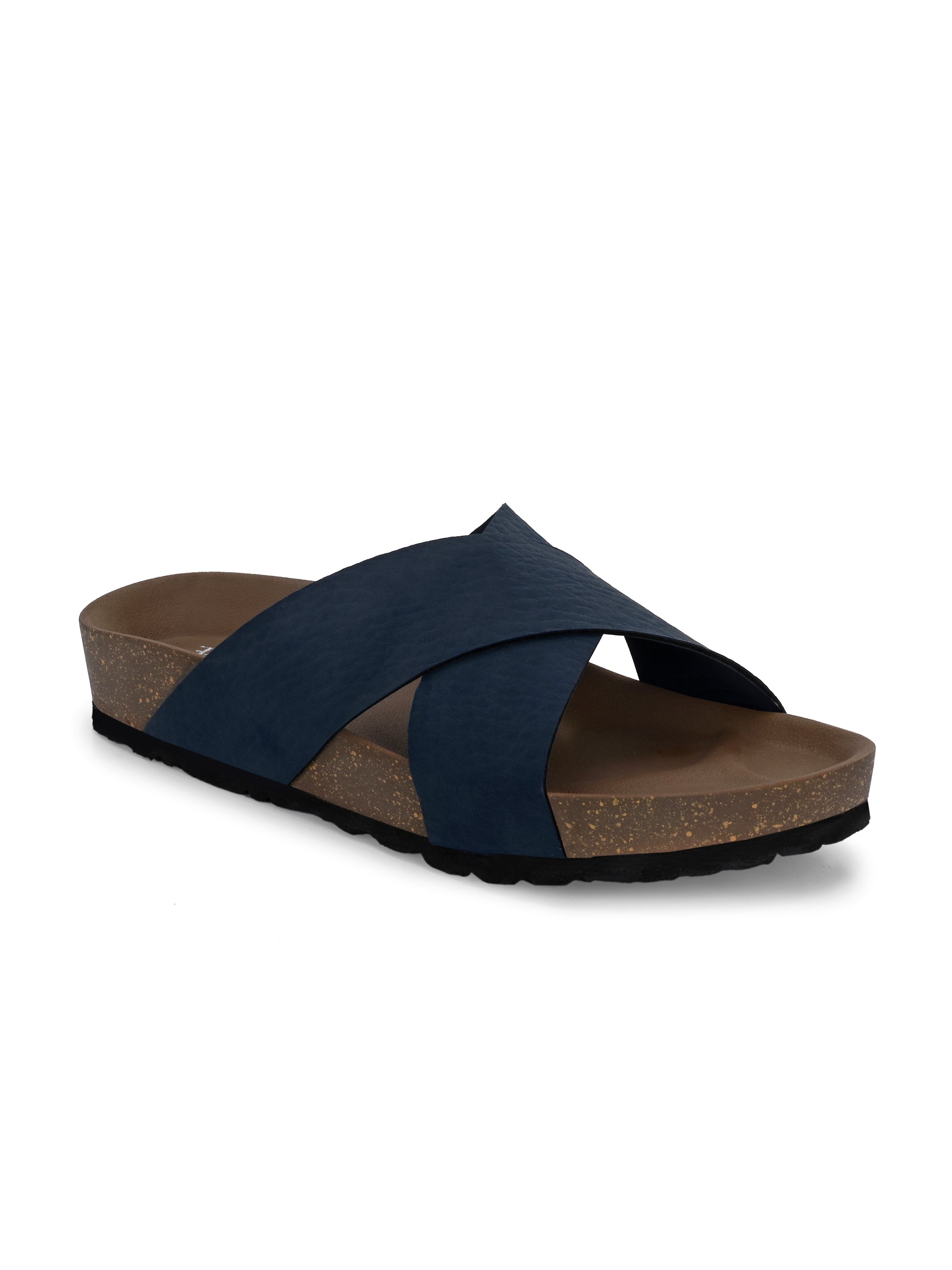 Blue Men's casual flat heel criss-cross sandal