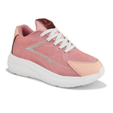 Solid Round Toe Sneakers for Women in pink and white with a simple, sleek design for a versatile and stylish look.