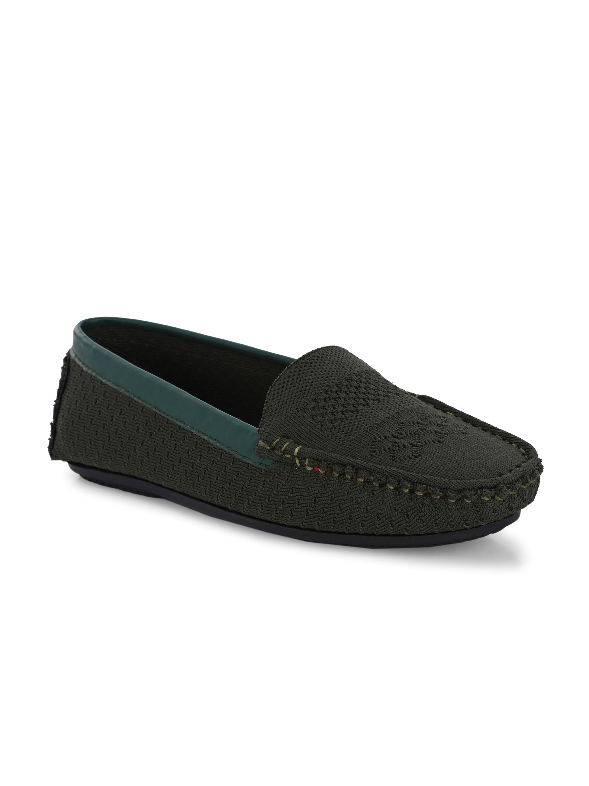 Stylish olive woven loafer with textured design