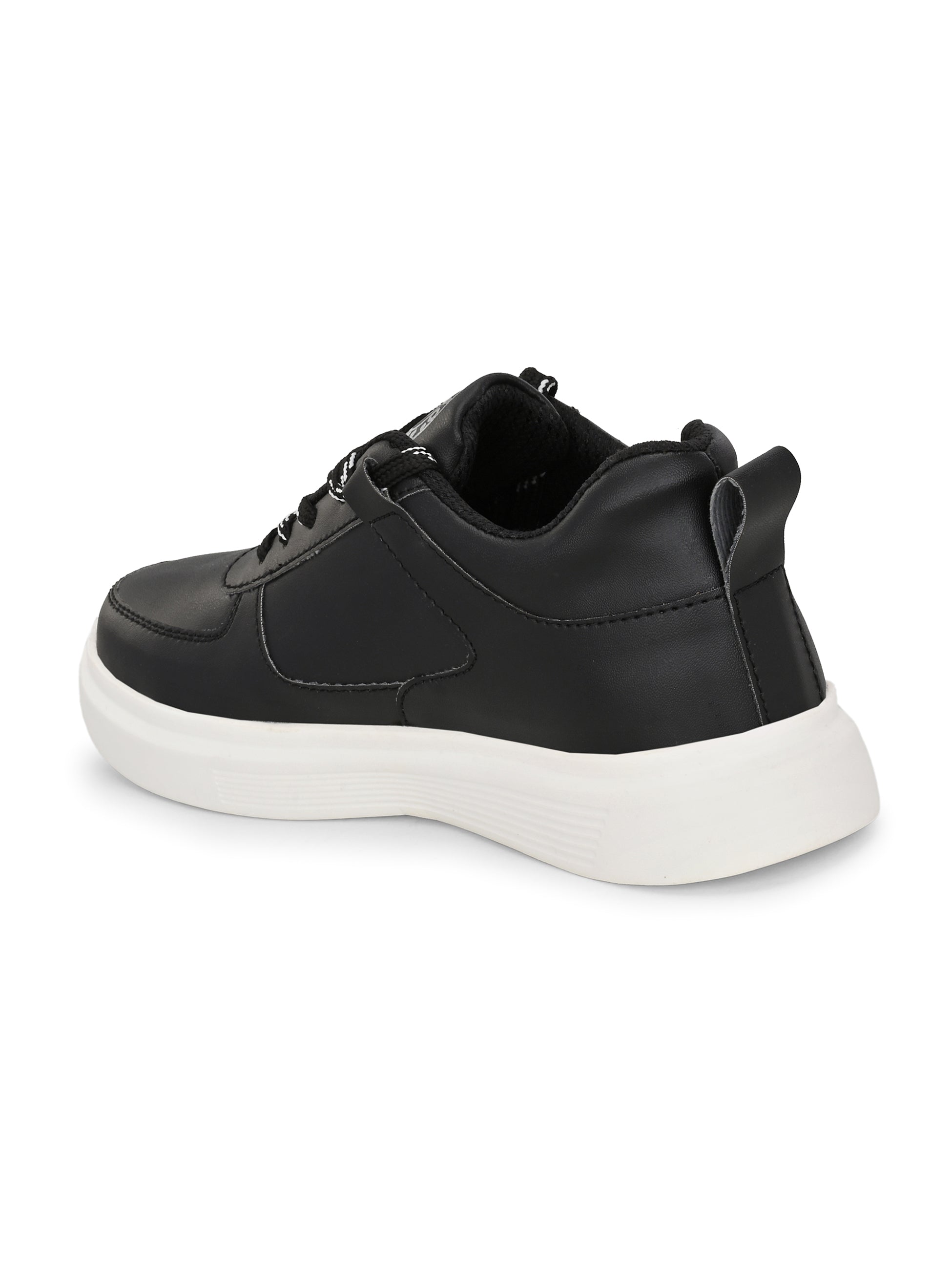 Black Lace-Up Platform Heel Sneakers