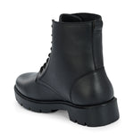 Brown Lace-Up Block Heel Boots