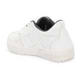 White Lace-Up Platform Heel Sneakers