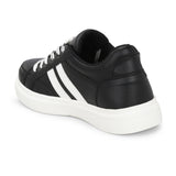 Black Casual Lace-Up Platform Heel Sneakers