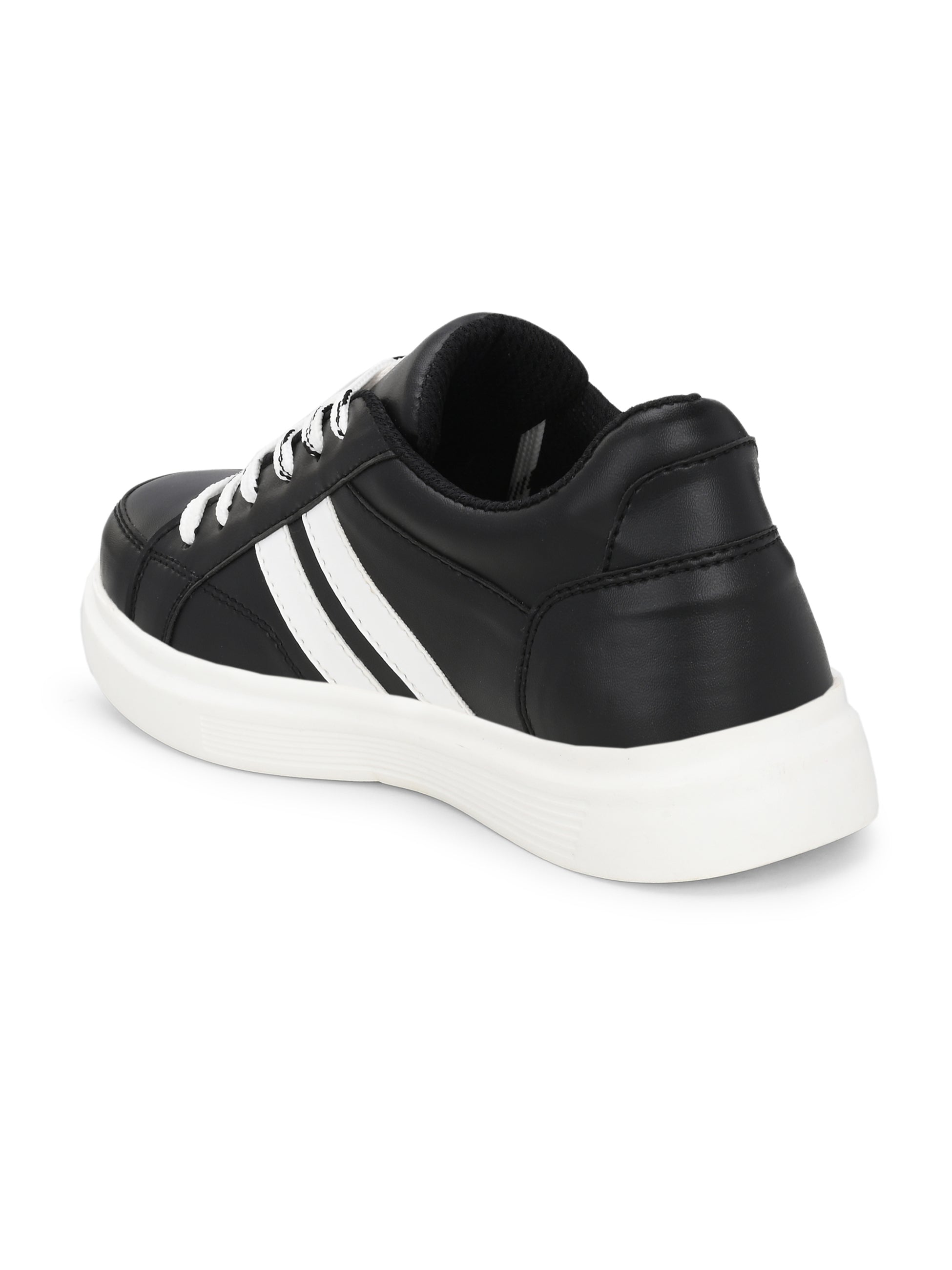 Black Casual Lace-Up Platform Heel Sneakers