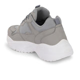 a grey and white sneaker with white heel and lace-up design