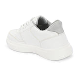 White Lace-Up Platform Heel Sneakers