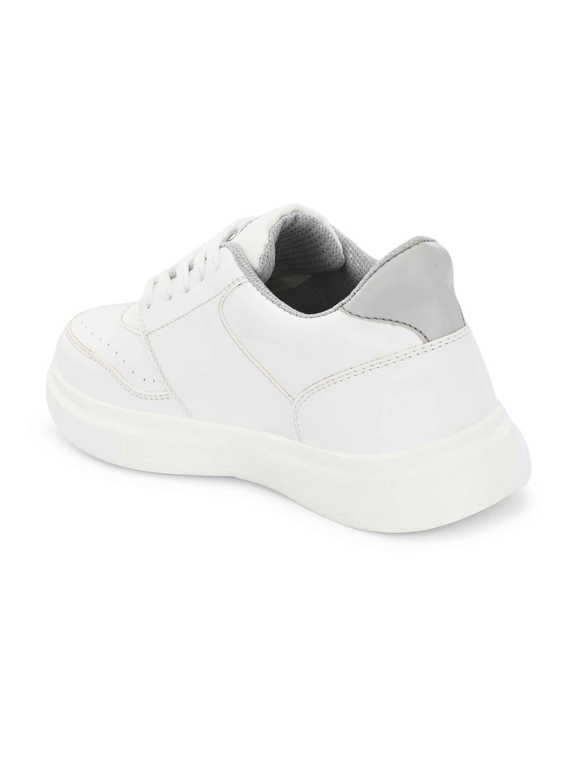 White Lace-Up Platform Heel Sneakers