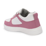 Pink Lace-Up Platform Heel Sneakers