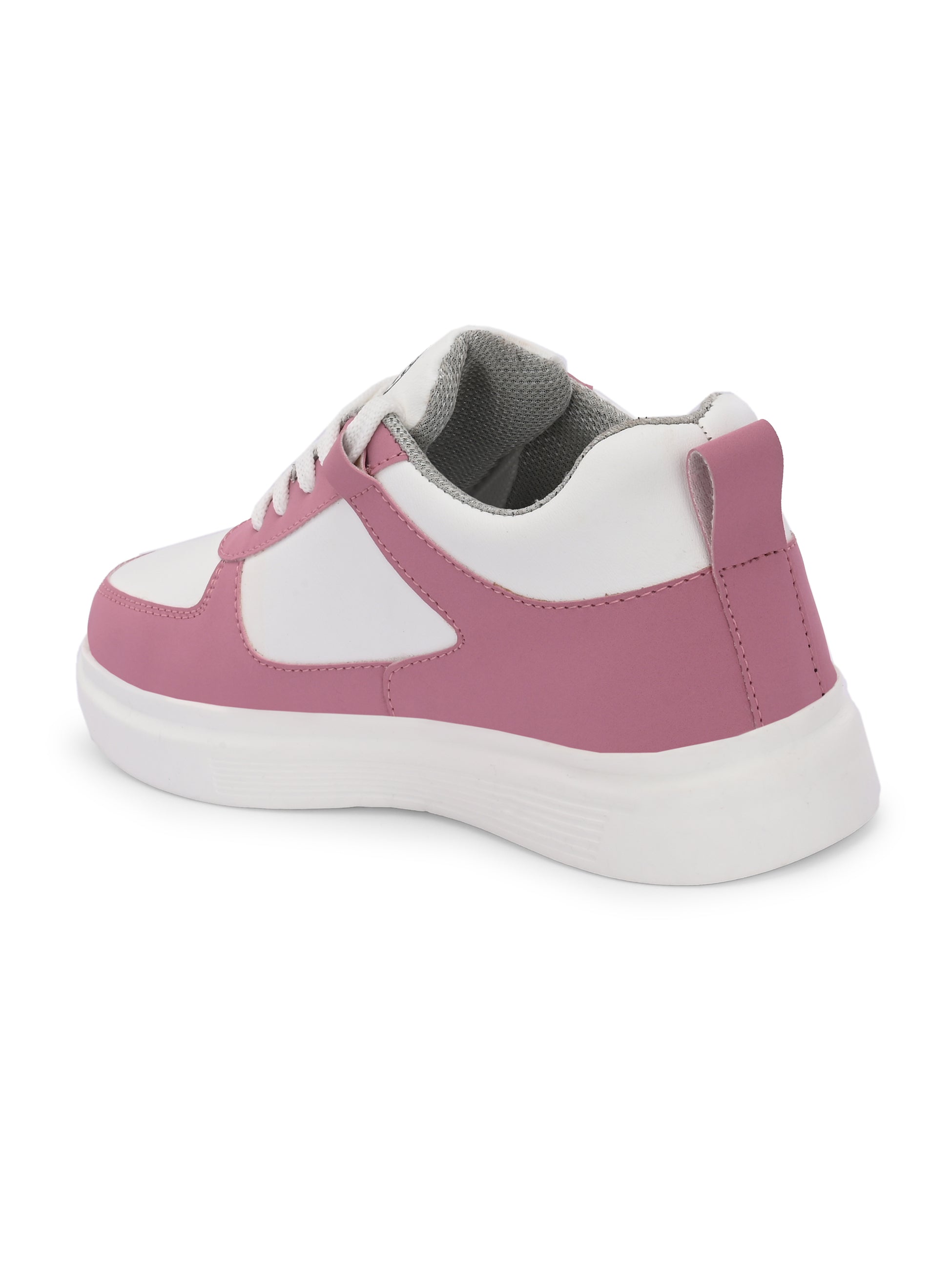 Pink Lace-Up Platform Heel Sneakers