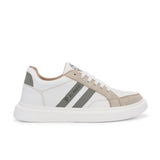 White & Beige Casual Lace-Up Platform Heel Sneakers