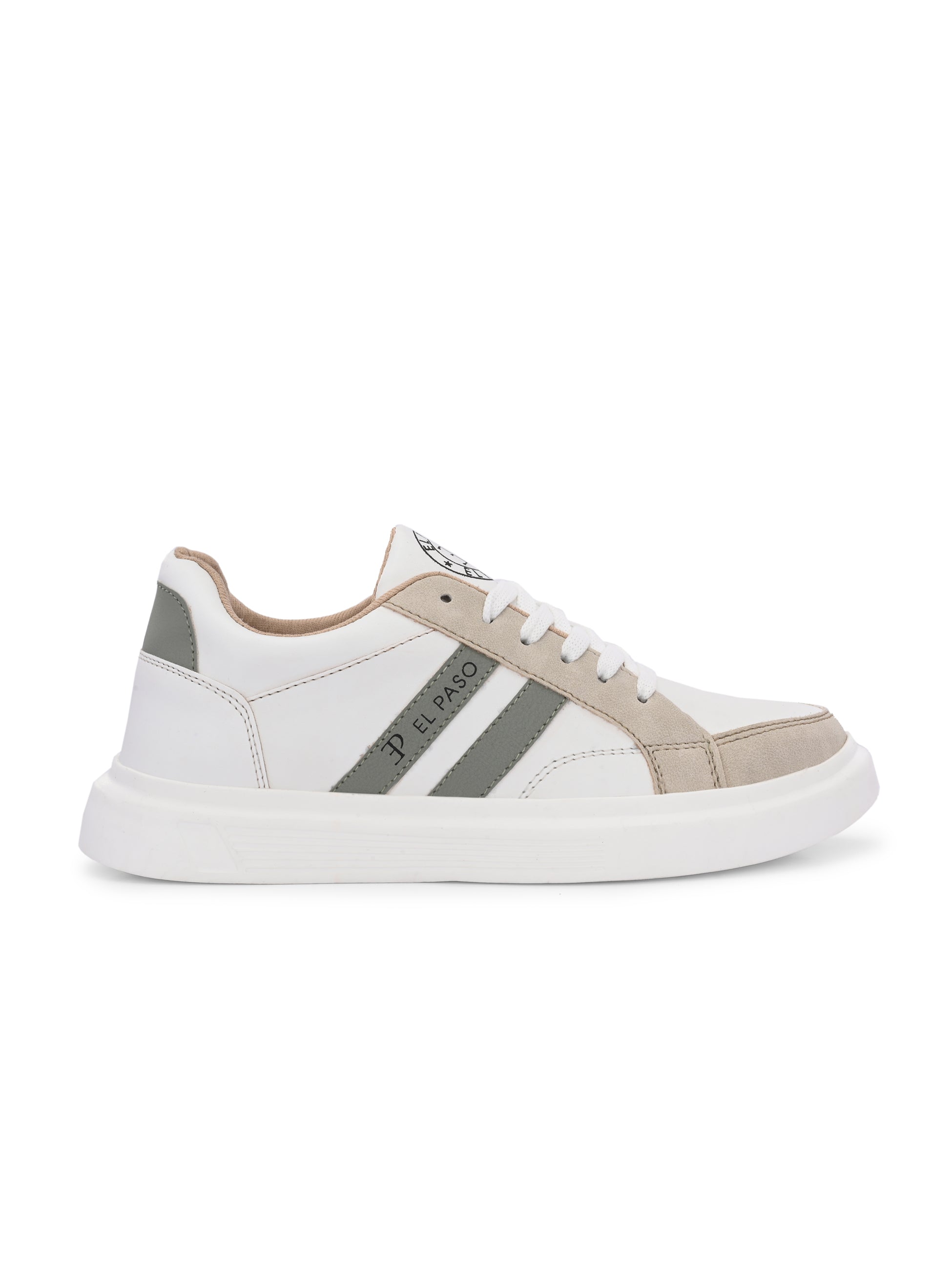 White & Beige Casual Lace-Up Platform Heel Sneakers