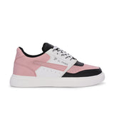 Black & Pink Lace-Up Platform Heel Sneakers