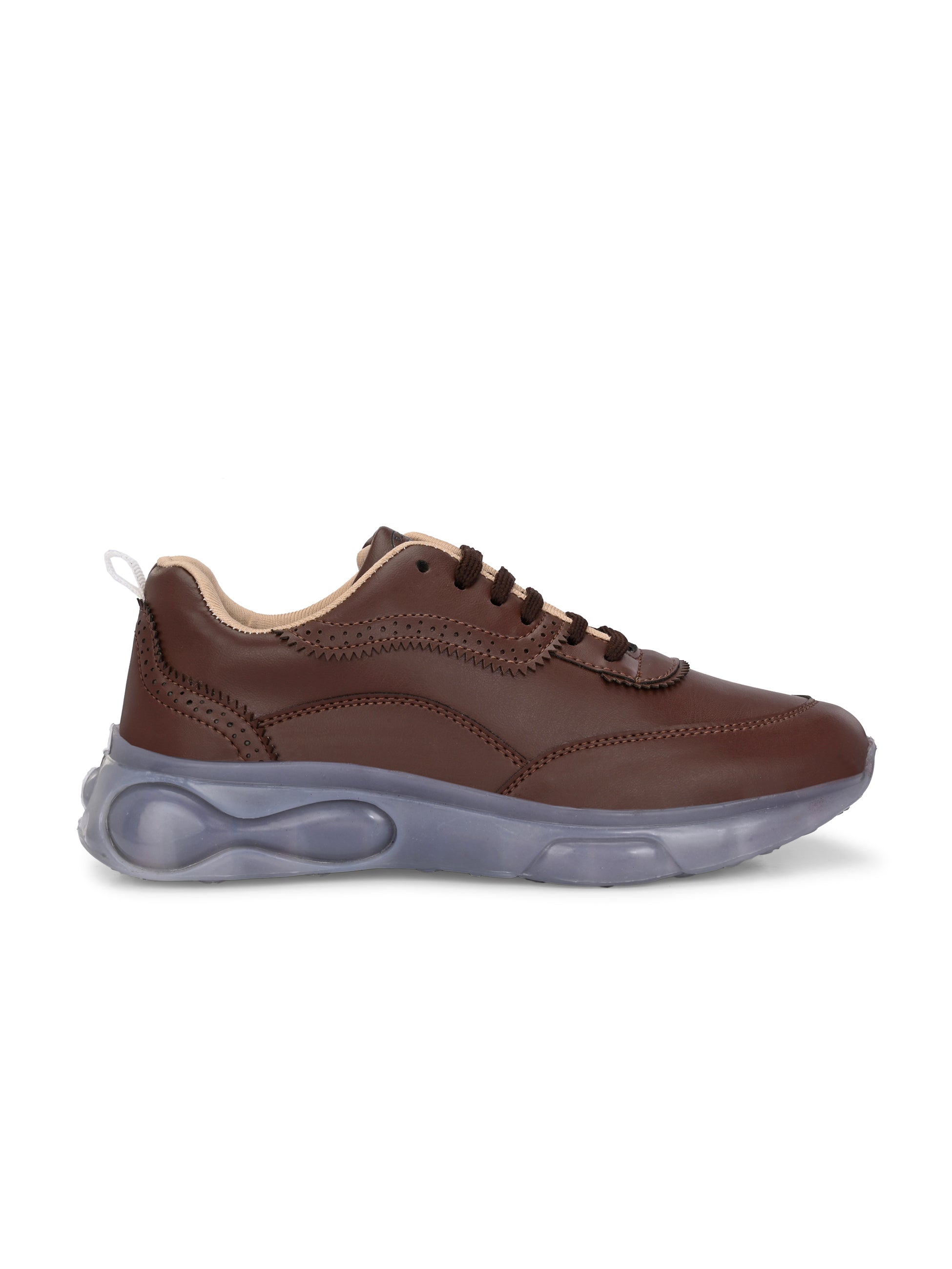 Casual Brown Lace Up Sneaker for Women with Non-Slip Sole