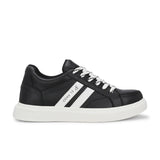 Black Casual Lace-Up Platform Heel Sneakers