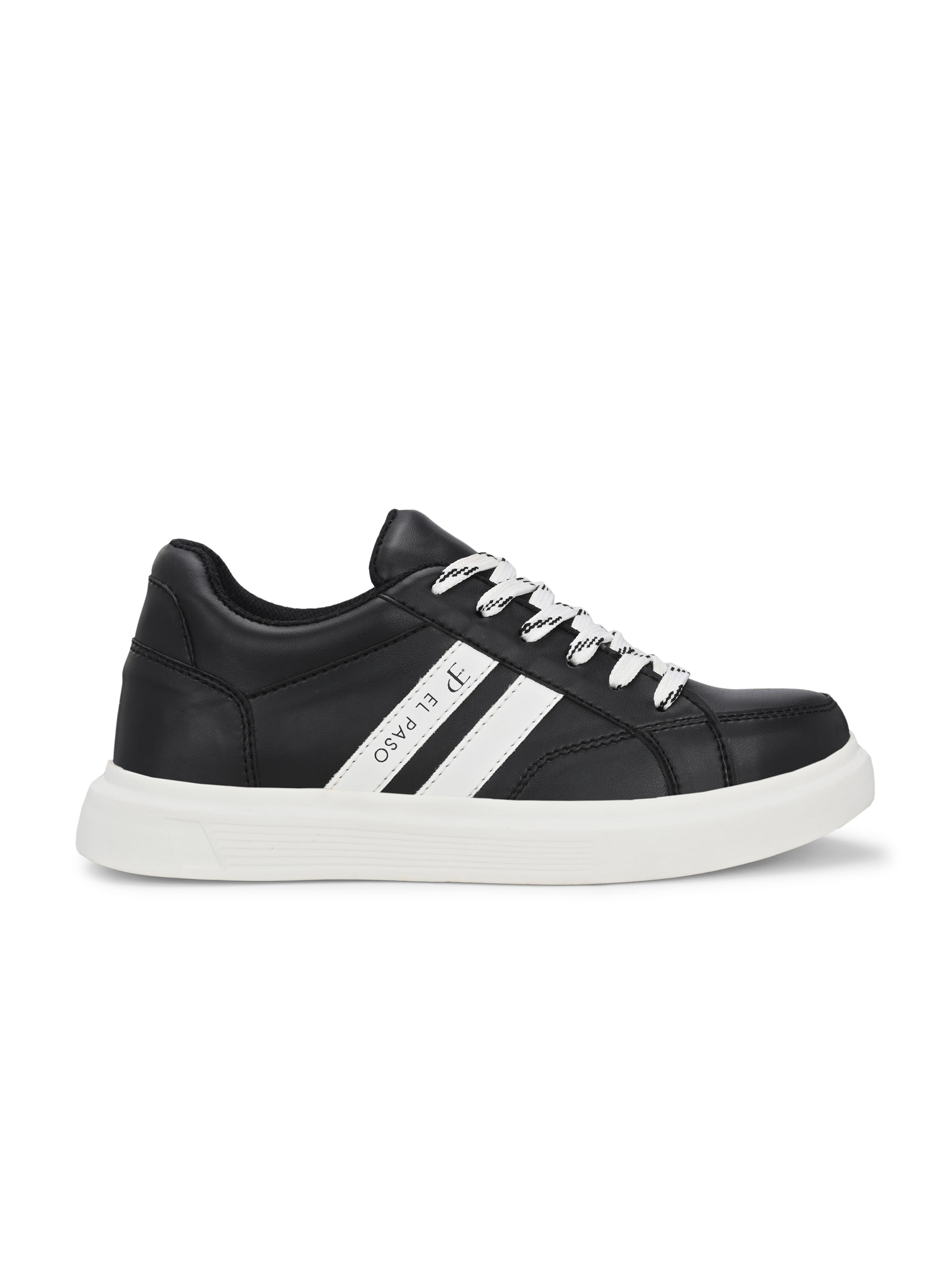 Black Casual Lace-Up Platform Heel Sneakers