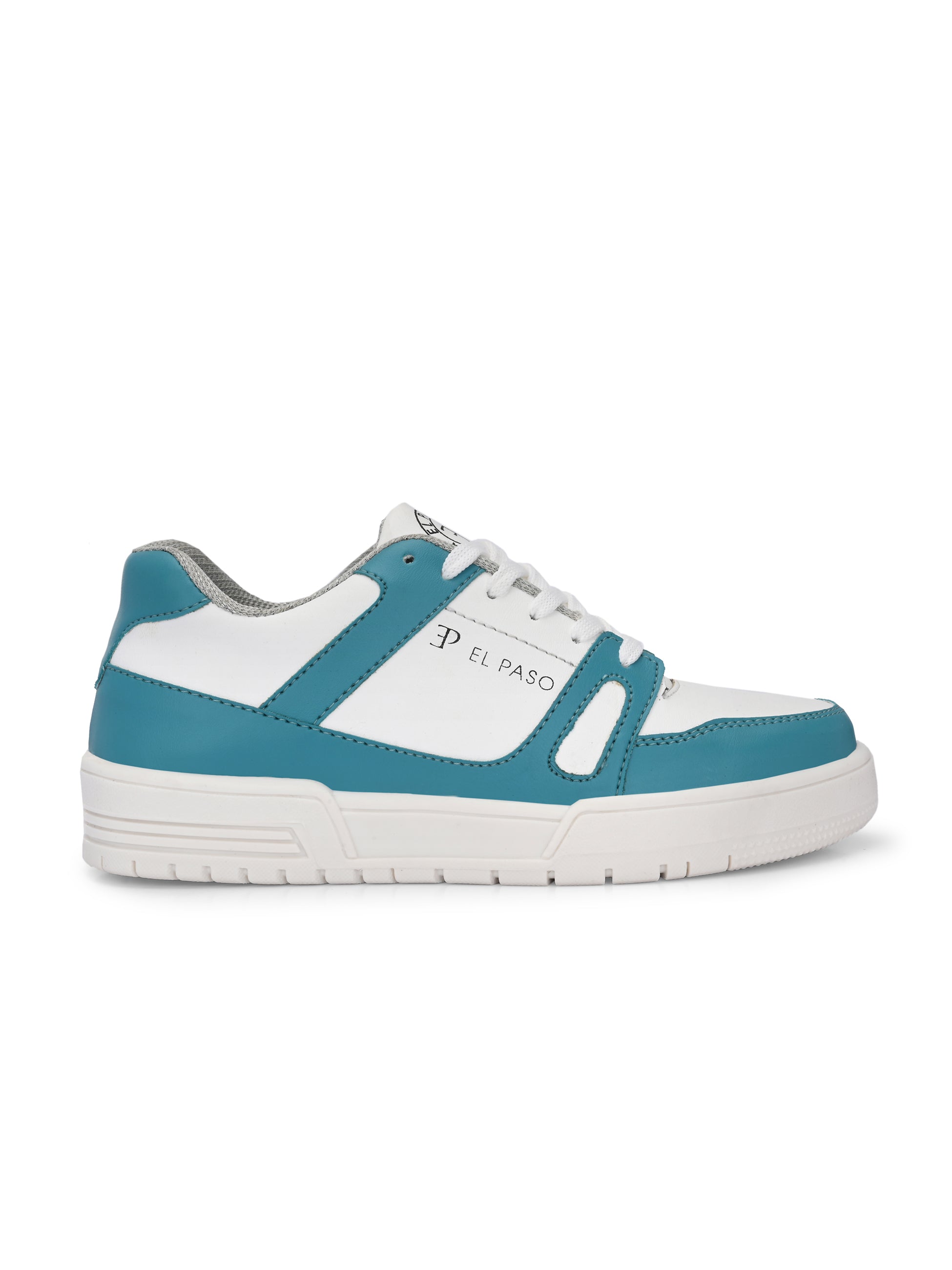 White & Blue Lace-Up Platform Heel Sneakers