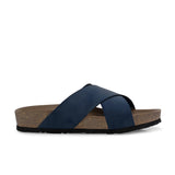 Blue Men's casual flat heel criss-cross sandal