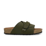 Olive Men's casual flat heel strap sandal with slip-on closure