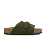 Olive Men's casual flat heel strap sandal with slip-on closure