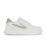 White Lace-Up Platform Heel Sneakers