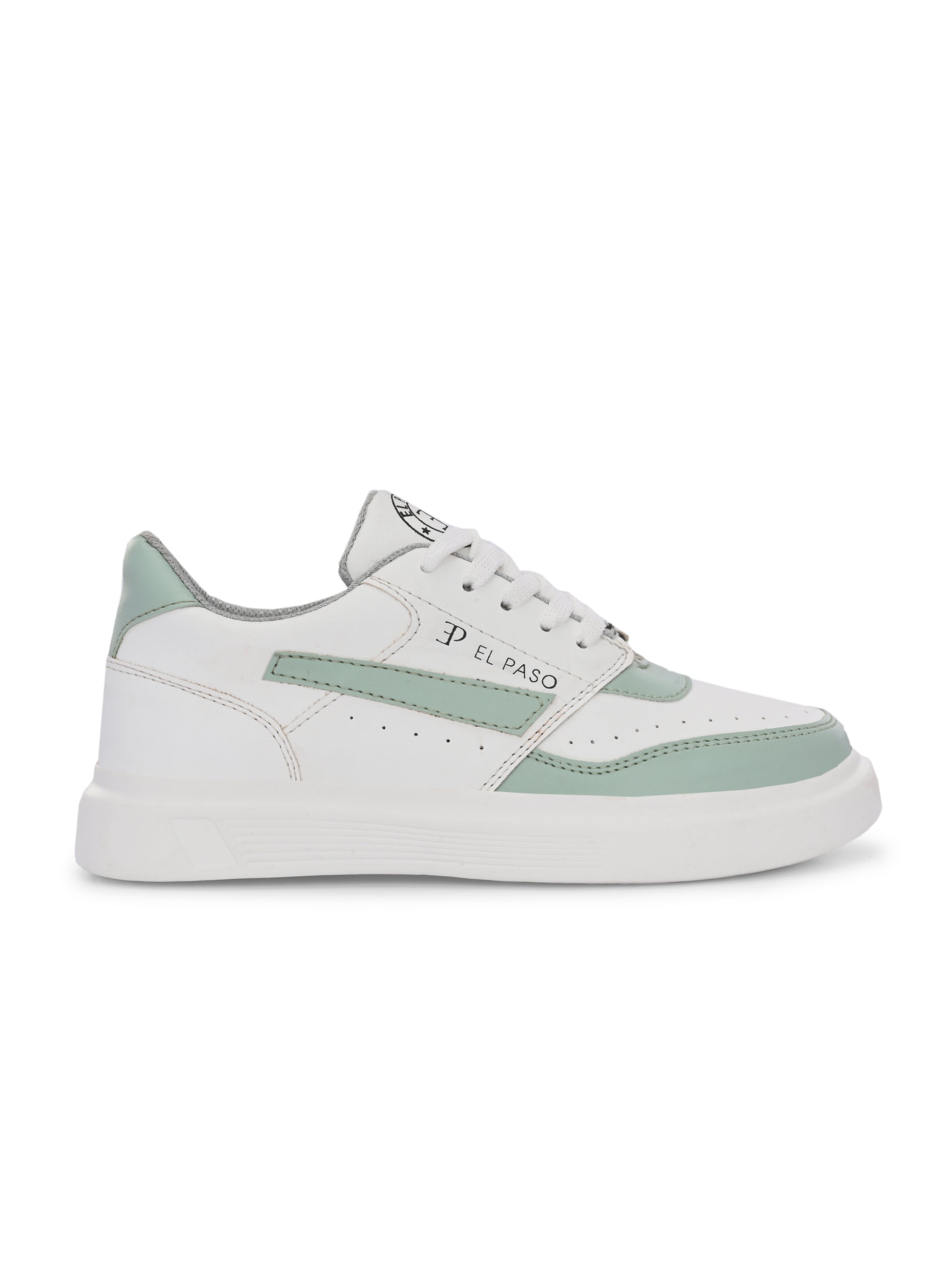 White & Green Lace-Up Platform Heel Sneakers