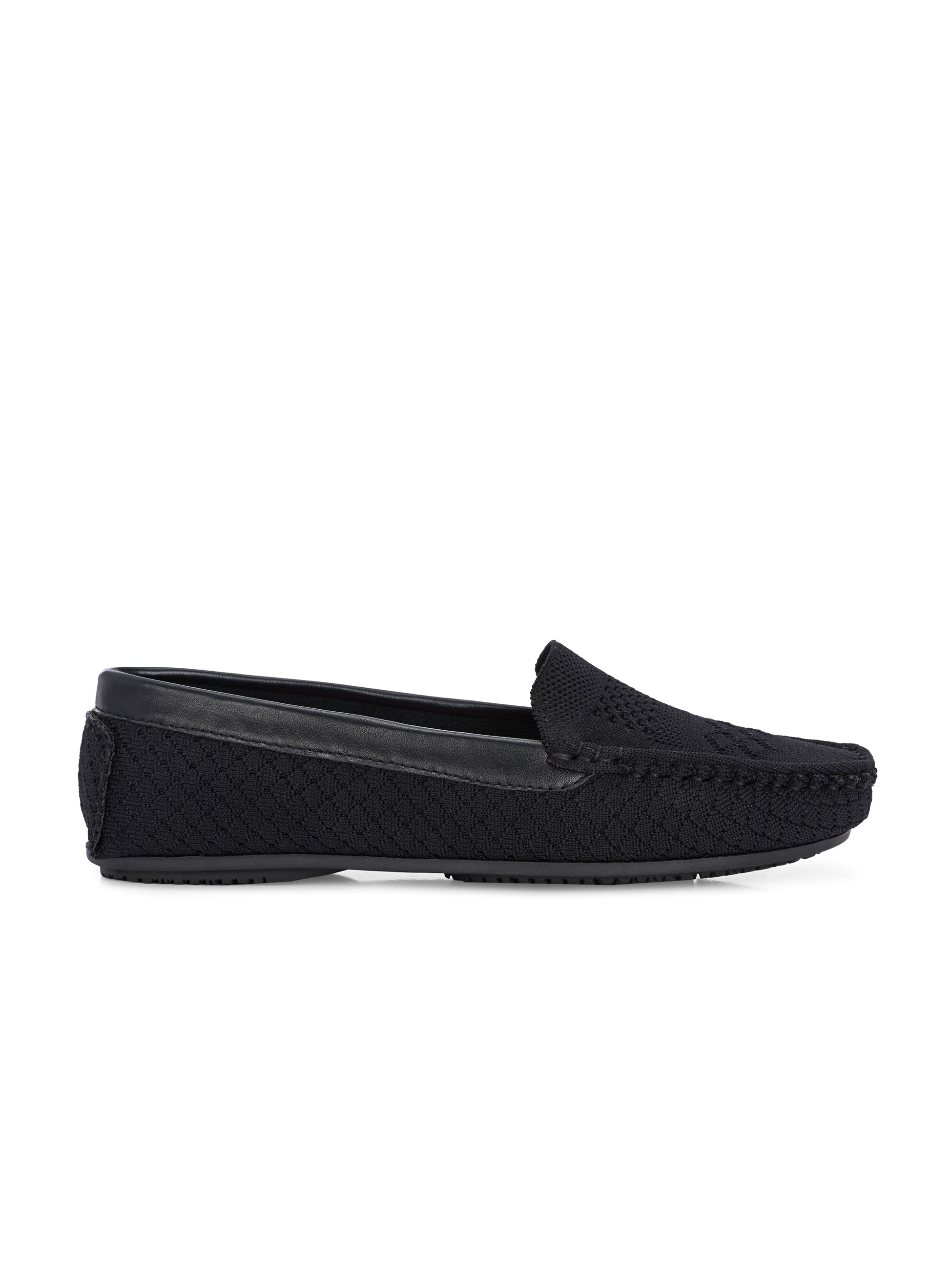 Stylish black woven loafer with textured design
