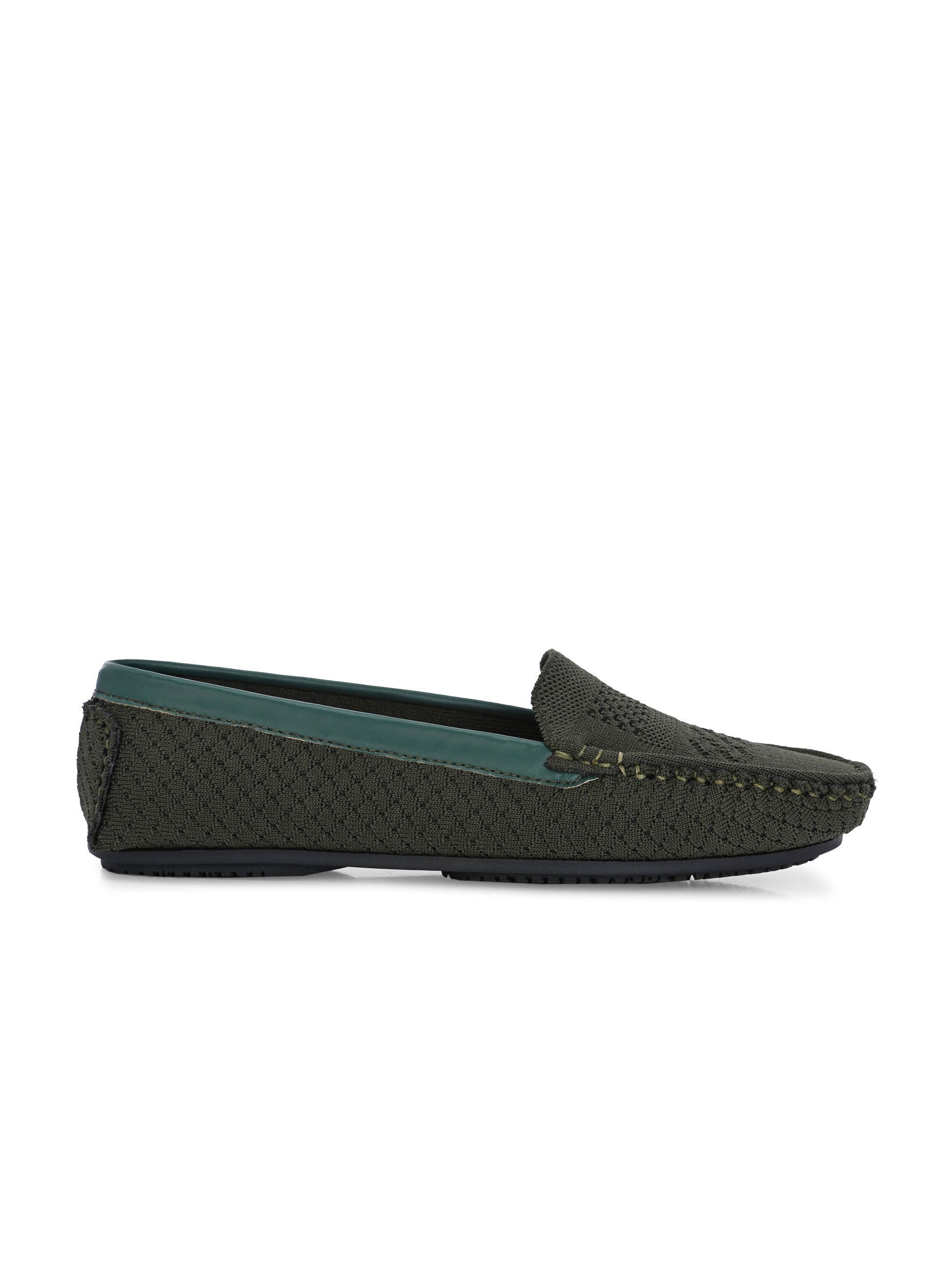 Stylish olive woven loafer with textured design