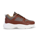 brown and grey mesh Men's casual sneakers with a chunky white sole, offering a stylish and comfortable look.