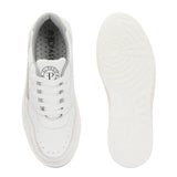 White Lace-Up Platform Heel Sneakers