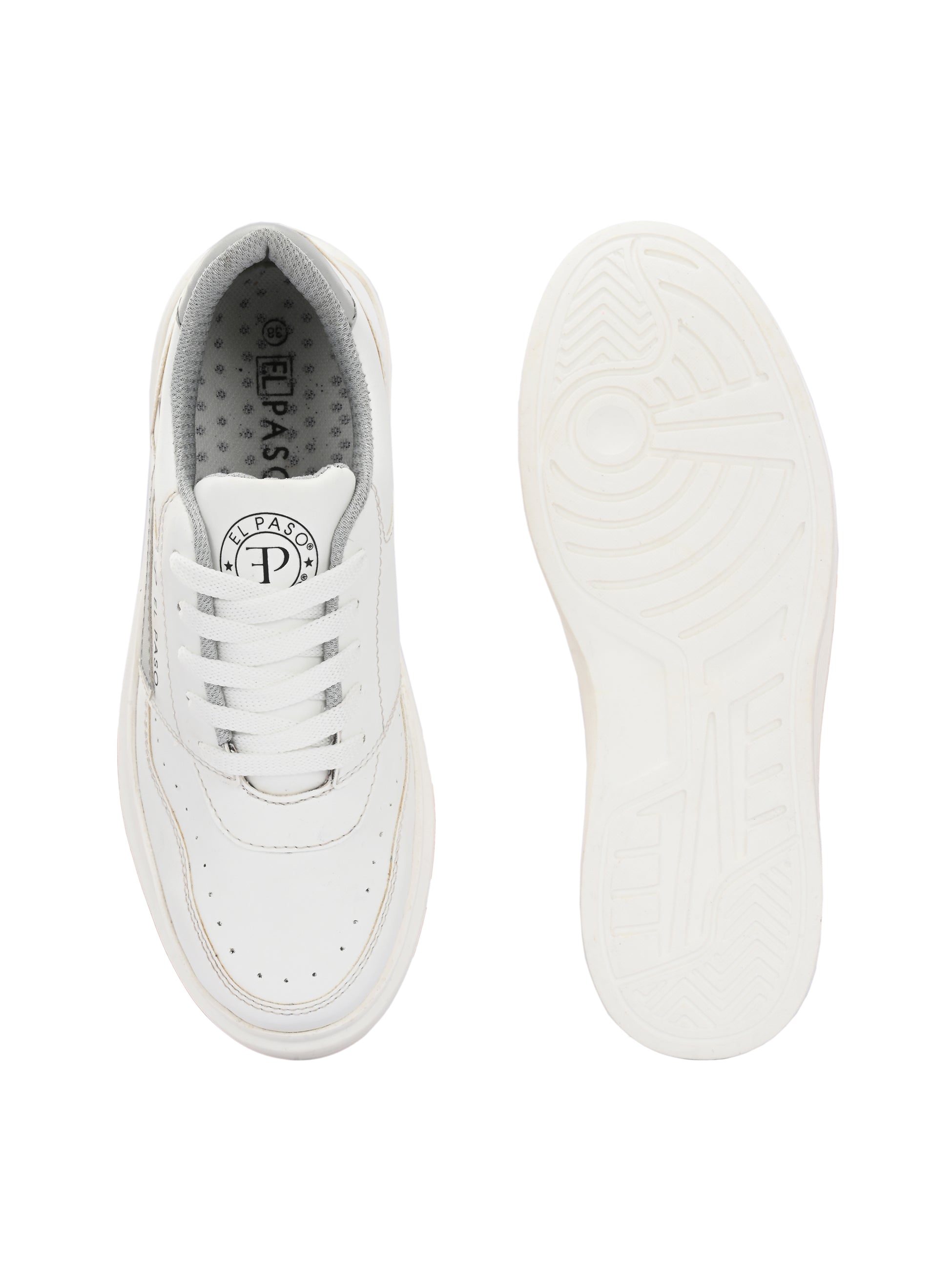 White Lace-Up Platform Heel Sneakers