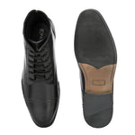 Black Lace-Up Block Heel Boots