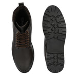 Brown Lace-Up Block Heel Boots