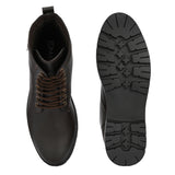 Brown Lace-Up Block Heel Boots