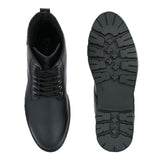 Brown Lace-Up Block Heel Boots